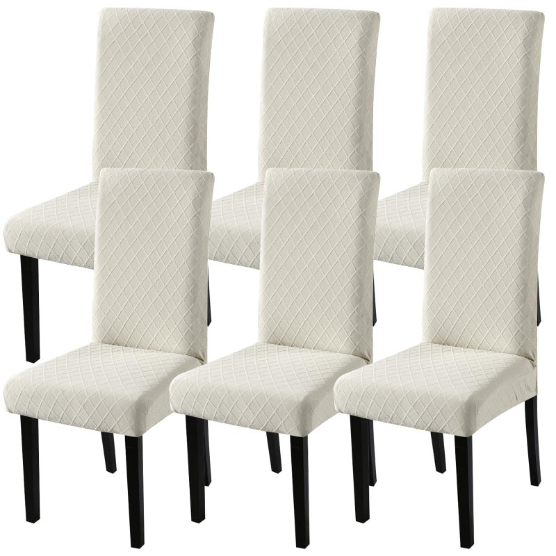 Fuloon 6 Pack Super Fit Stretch Removable Washable Short Dining Chair Protector Cover Seat Slipcover for Hotel, Dining Room, Ceremony, Banquet Wedding Party - Image 1